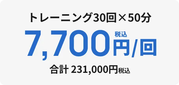 トレーニング30回×50分 7,700円/回 合計231,000円