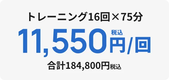 トレーニング16回×75分 11,550円/回 合計184,800円