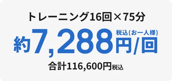 トレーニング16回×75分 7,288円/回 合計116,600円